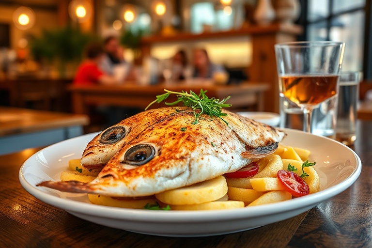 Plat de friture de poisson doré et croustillant, spécialité de notre restaurant poisson Tanger.